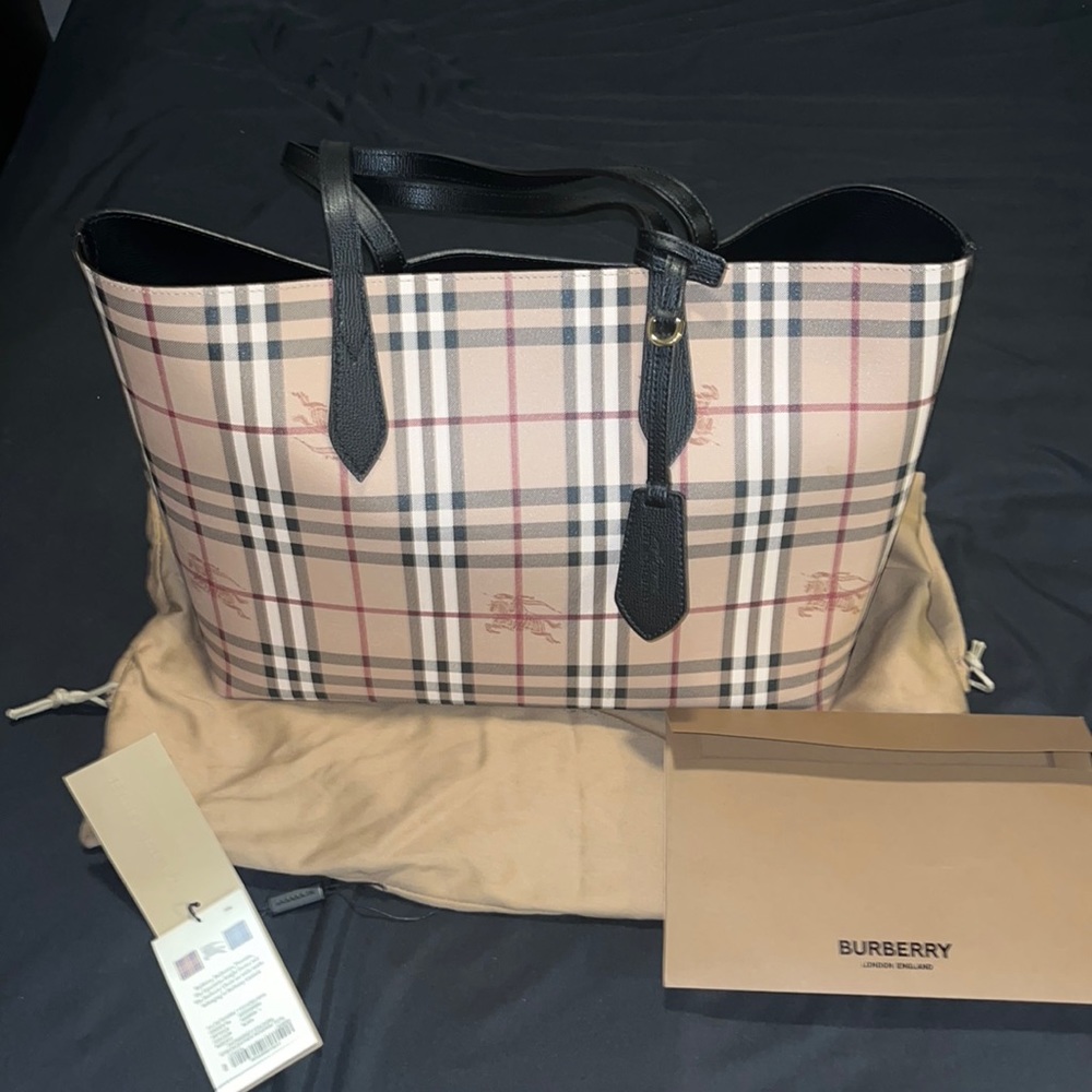Burberry Haymarket Reversible Medium Tote